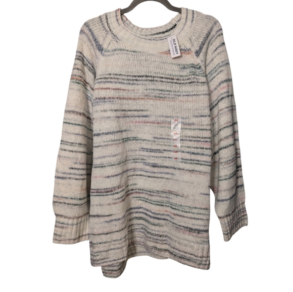 Old Navy 4X Sweater White With Pastel Stripes NWT - Picture 2 of 4